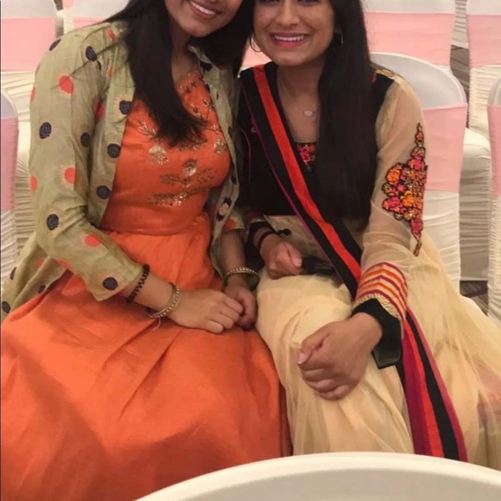 Orange three piece lehenga